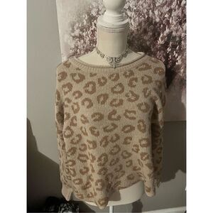 Pink rose large long sleeve soft sweater animal print Leppard cheetah